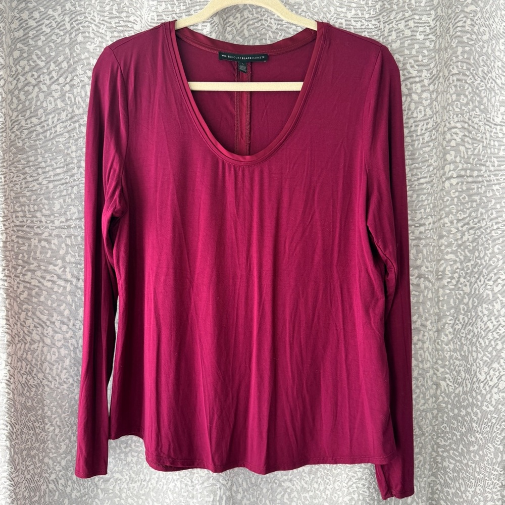 White House Black Market Burgundy Long Sleeve Tee
